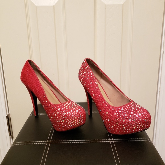 Delicacy Sparkling Red Platform Heels - Picture 5 of 6